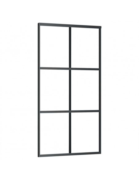 Porta Scorrevole con Ferramenta Nera 102x205 cm in Vetro ESG