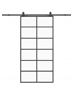 Porta Scorrevole con Ferramenta Nera 102x205 cm in Vetro ESG 2