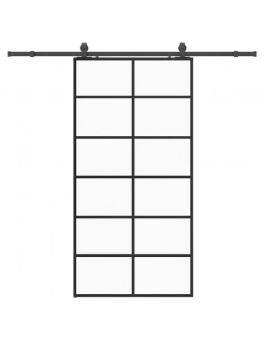 Porta Scorrevole con Ferramenta Nera 102x205 cm in Vetro ESG
