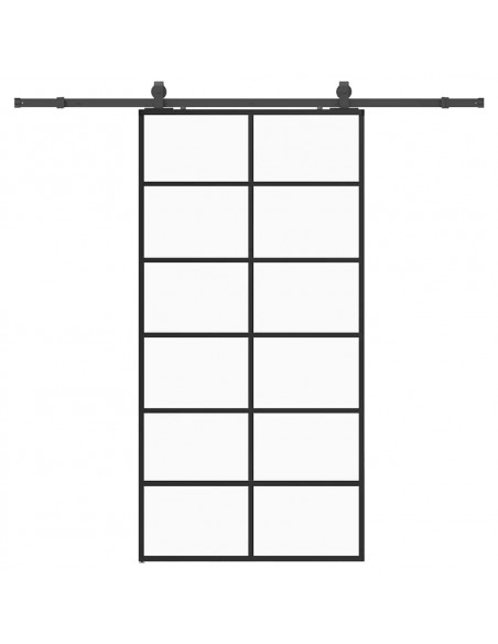 Porta Scorrevole con Ferramenta Nera 102x205 cm in Vetro ESG