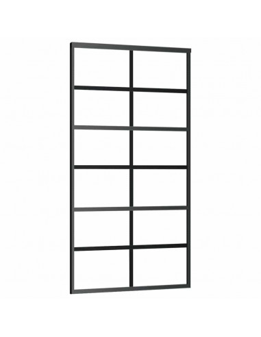 Porta Scorrevole con Ferramenta Nera 102x205 cm in Vetro ESG