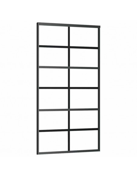 Porta Scorrevole con Ferramenta Nera 102x205 cm in Vetro ESG