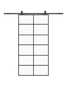 Porta Scorrevole con Ferramenta Nera 102x205 cm in Vetro ESG 2