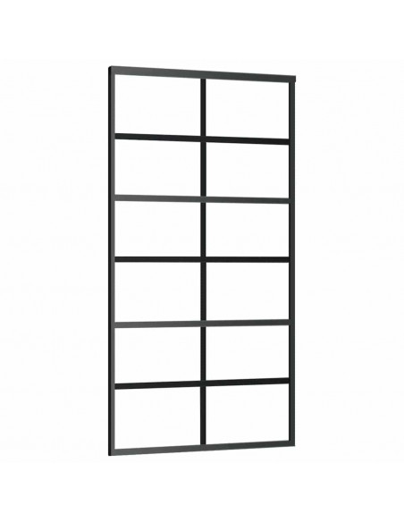 Porta Scorrevole con Ferramenta Nera 102x205 cm in Vetro ESG