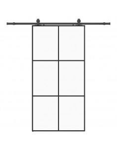 Porta Scorrevole con Ferramenta Nera 102x205 cm in Vetro ESG 2