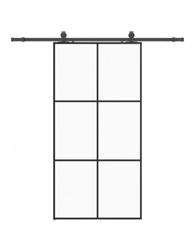 Porta Scorrevole con Ferramenta Nera 102x205 cm in Vetro ESG