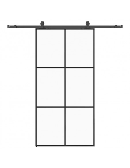 Porta Scorrevole con Ferramenta Nera 102x205 cm in Vetro ESG