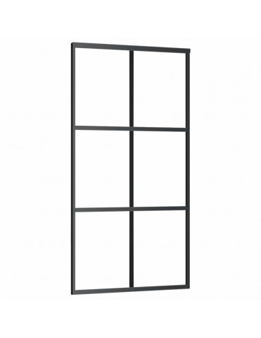 Porta Scorrevole con Ferramenta Nera 102x205 cm in Vetro ESG