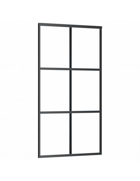 Porta Scorrevole con Ferramenta Nera 102x205 cm in Vetro ESG