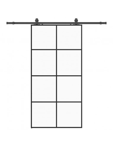 Porta Scorrevole con Ferramenta Nera 102,5x205 cm in Vetro ESG