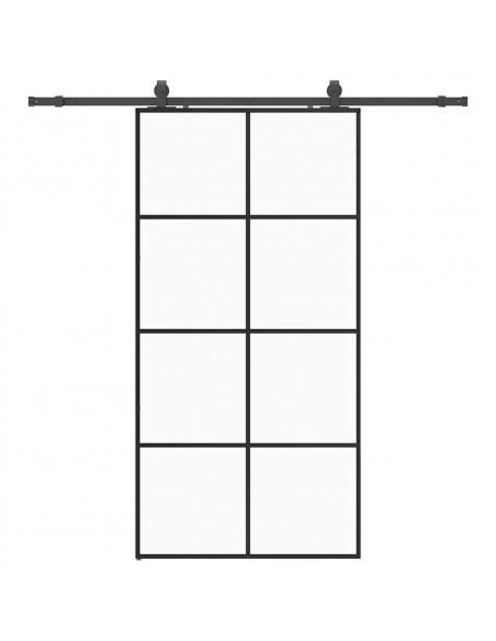 Porta Scorrevole con Ferramenta Nera 102,5x205 cm in Vetro ESG