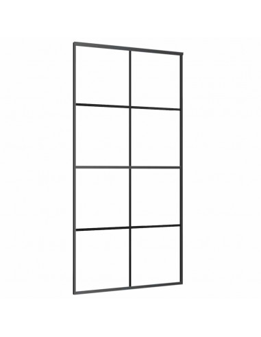 Porta Scorrevole con Ferramenta Nera 102,5x205 cm in Vetro ESG