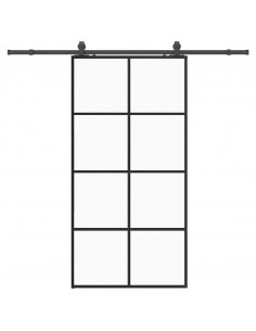 Porta Scorrevole con Ferramenta Nera 102,5x205 cm in Vetro ESG 2