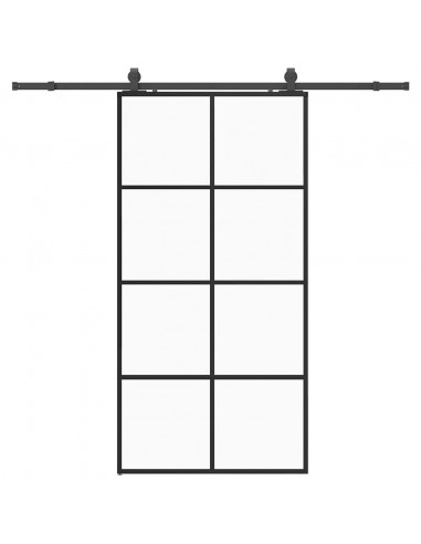 Porta Scorrevole con Ferramenta Nera 102,5x205 cm in Vetro ESG