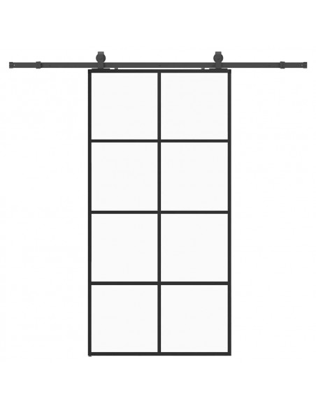 Porta Scorrevole con Ferramenta Nera 102,5x205 cm in Vetro ESG