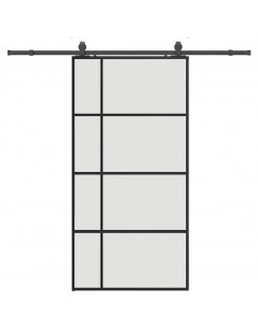 Porta Scorrevole con Ferramenta Nera 102,5x205 cm in Vetro ESG 2