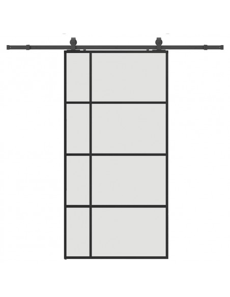 Porta Scorrevole con Ferramenta Nera 102,5x205 cm in Vetro ESG