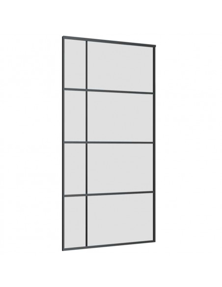 Porta Scorrevole con Ferramenta Nera 102,5x205 cm in Vetro ESG