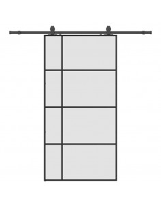 Porta Scorrevole con Ferramenta Nera 102,5x205 cm in Vetro ESG 2