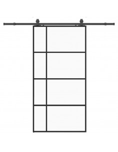 Porta Scorrevole con Ferramenta Nera 102,5x205 cm in Vetro ESG 2
