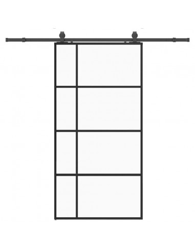 Porta Scorrevole con Ferramenta Nera 102,5x205 cm in Vetro ESG