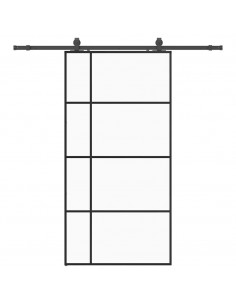Porta Scorrevole con Ferramenta Nera 102,5x205 cm in Vetro ESG 2