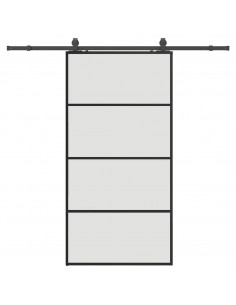 Porta Scorrevole con Ferramenta Nera 102,5x205 cm in Vetro ESG 2