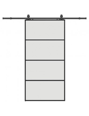 Porta Scorrevole con Ferramenta Nera 102,5x205 cm in Vetro ESG