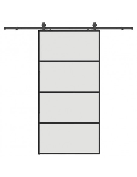 Porta Scorrevole con Ferramenta Nera 102,5x205 cm in Vetro ESG