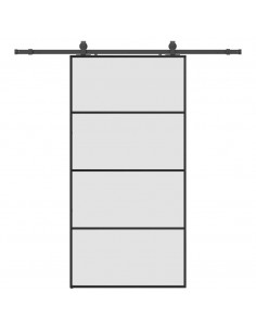 Porta Scorrevole con Ferramenta Nera 102,5x205 cm in Vetro ESG 2