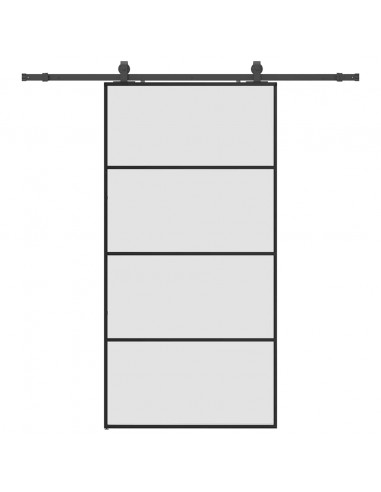 Porta Scorrevole con Ferramenta Nera 102,5x205 cm in Vetro ESG