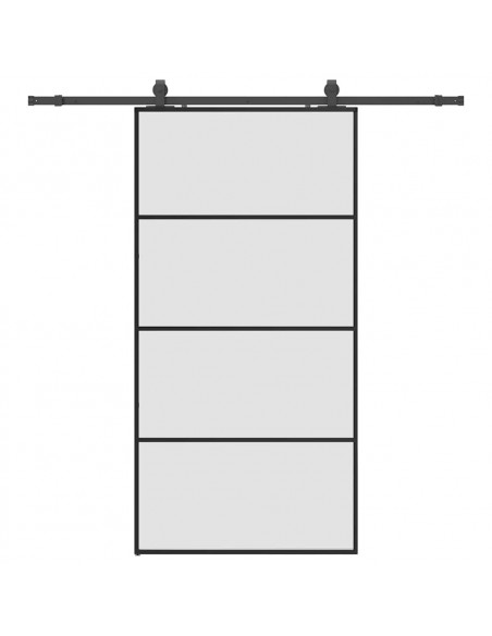 Porta Scorrevole con Ferramenta Nera 102,5x205 cm in Vetro ESG