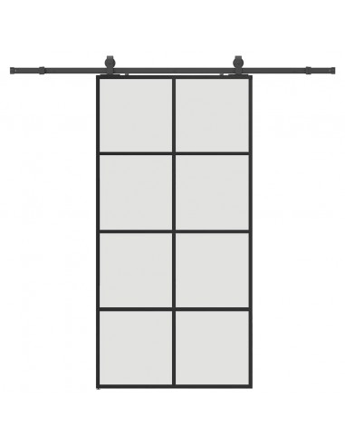 Porta Scorrevole con Ferramenta Nera 102,5x205 cm in Vetro ESG