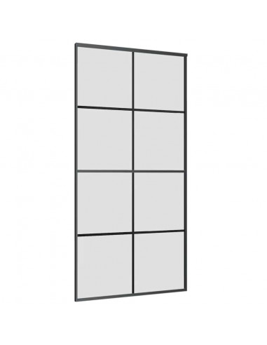 Porta Scorrevole con Ferramenta Nera 102,5x205 cm in Vetro ESG