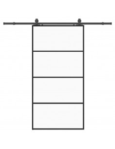Porta Scorrevole con Ferramenta Nera 102,5x205 cm in Vetro ESG 2