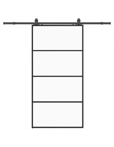 Porta Scorrevole con Ferramenta Nera 102,5x205 cm in Vetro ESG
