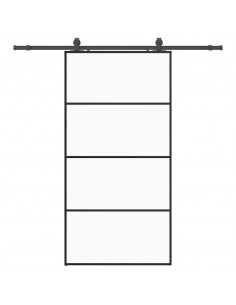 Porta Scorrevole con Ferramenta Nera 102,5x205 cm in Vetro ESG 2