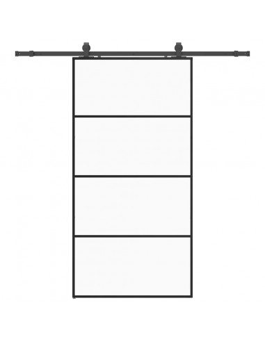 Porta Scorrevole con Ferramenta Nera 102,5x205 cm in Vetro ESG
