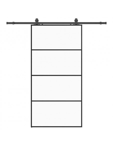 Porta Scorrevole con Ferramenta Nera 102,5x205 cm in Vetro ESG