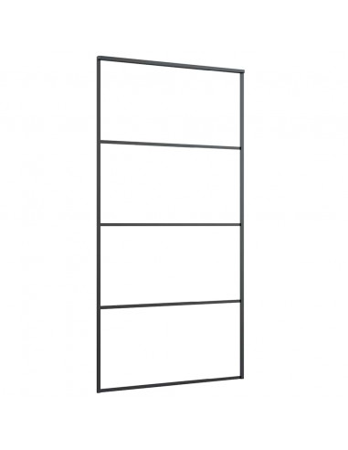 Porta Scorrevole con Ferramenta Nera 102,5x205 cm in Vetro ESG