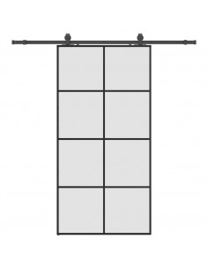 Porta Scorrevole con Ferramenta Nera 102,5x205 cm in Vetro ESG 2