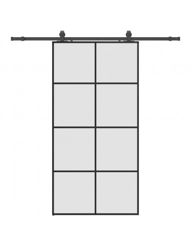 Porta Scorrevole con Ferramenta Nera 102,5x205 cm in Vetro ESG