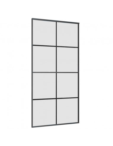 Porta Scorrevole con Ferramenta Nera 102,5x205 cm in Vetro ESG