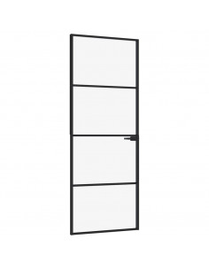 Porta Interna Nera 76x201,5cm Vetro Temperato Alluminio Sottile 2