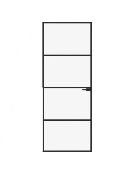 Porta Interna Nera 76x201,5cm Vetro Temperato Alluminio Sottile