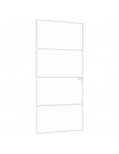 Porta Interna Bianca 93x201,5 cm Vetro Temperato Alluminio Slim 2