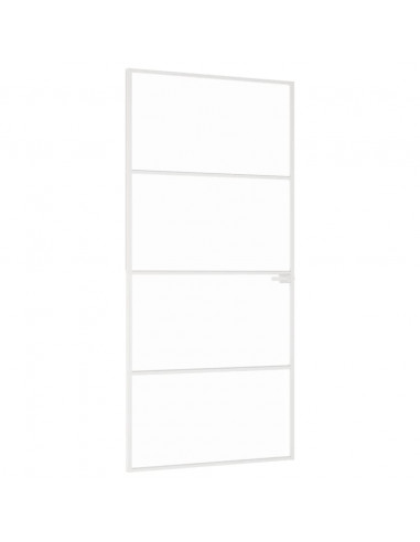 Porta Interna Bianca 93x201,5 cm Vetro Temperato Alluminio Slim