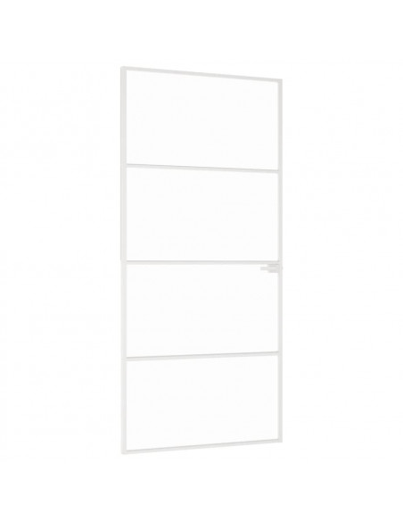 Porta Interna Bianca 93x201,5 cm Vetro Temperato Alluminio Slim