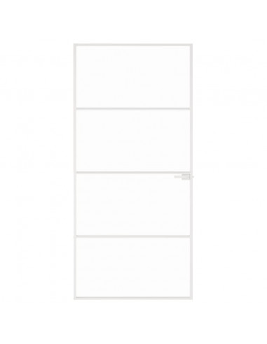 Porta Interna Bianca 93x201,5 cm Vetro Temperato Alluminio Slim