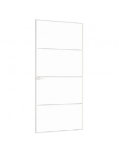 Porta Interna Bianca 93x201,5 cm Vetro Temperato Alluminio Slim